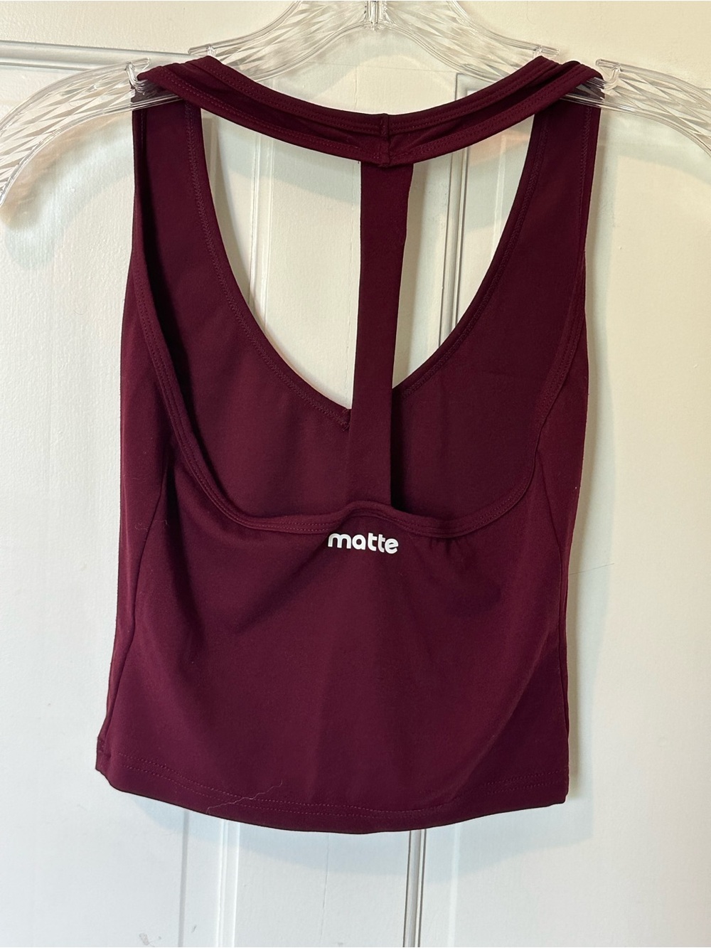 Matte Collection Women's Burgundy T-Back Crop Tank